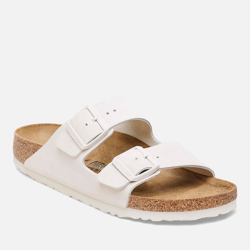 Superge in čevlji Birkenstock Arizona Slim Fit Suede Double Strap Sandals - Antique White Bež | 1026842