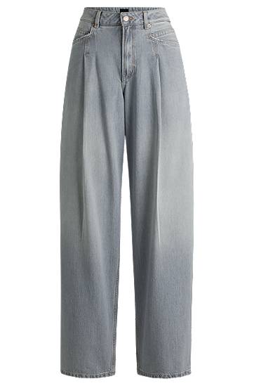 Kavbojke BOSS Wide-Leg Pleated Jeans Modra | 50529959