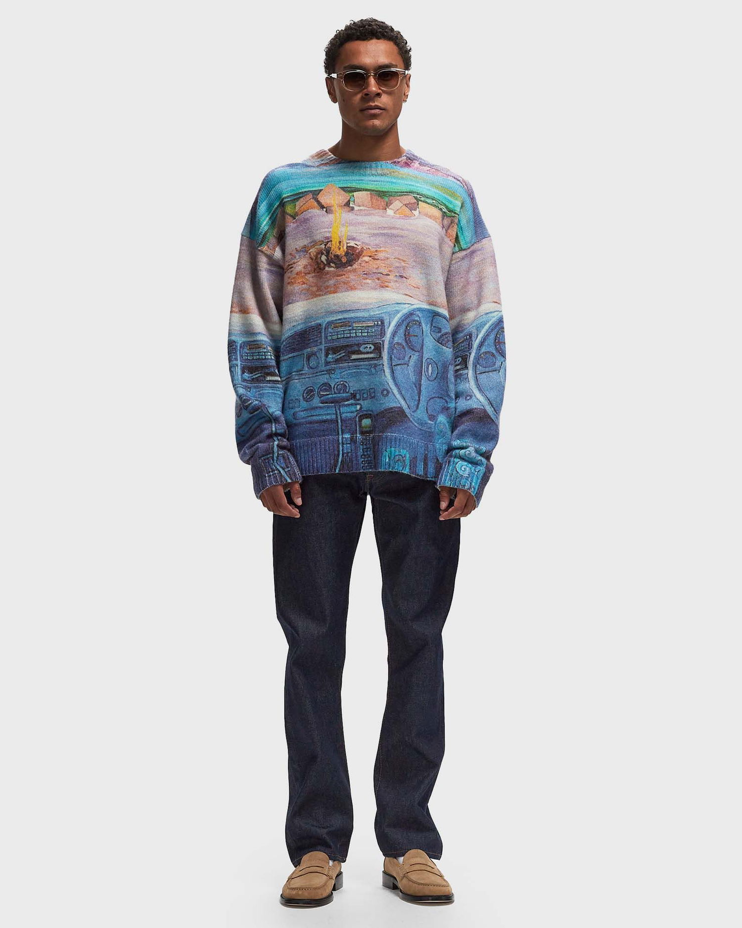 Pleteni pulover JW Anderson PRINTED JUMPER Modra | KW1222-YN0373-835, 1