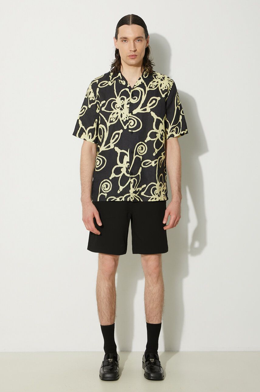 Srajce Samsoe Samsoe Samsoe Samsoe Regular Fit Floral Print Linen Shirt Črna | M23200085, 1