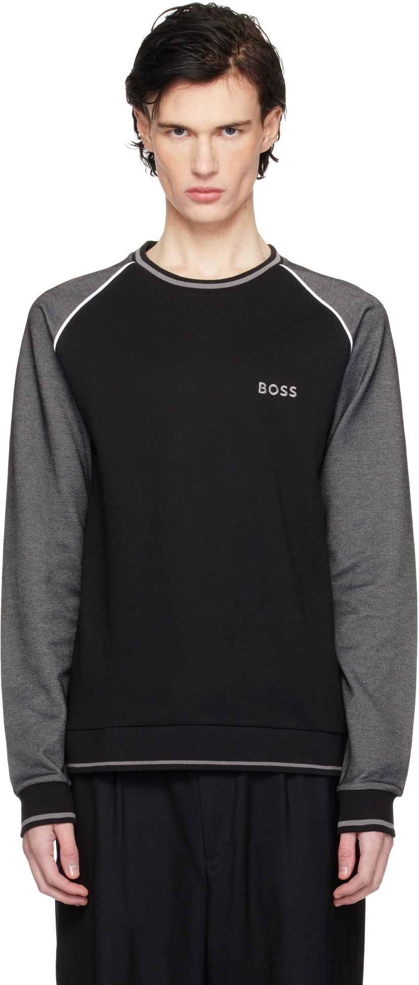 Pulover BOSS Raglan Sleeve Sweatshirt Črna | 50535836