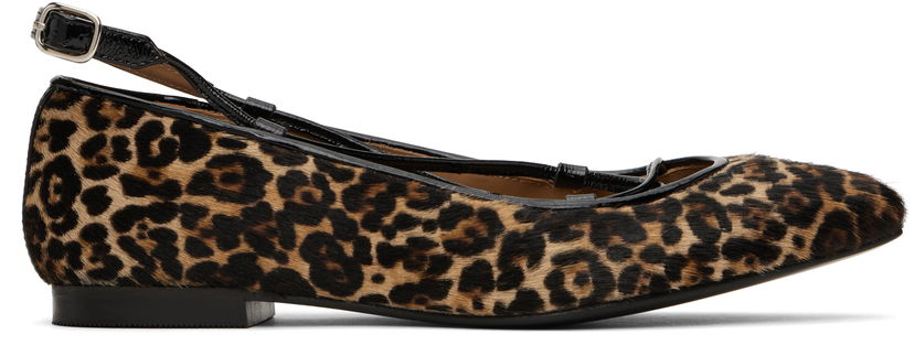 Superge in čevlji A.P.C. A.P.C. Katie Leopard Print Calf Hair Ballerina Flats Rjava | PXBUM-F53309