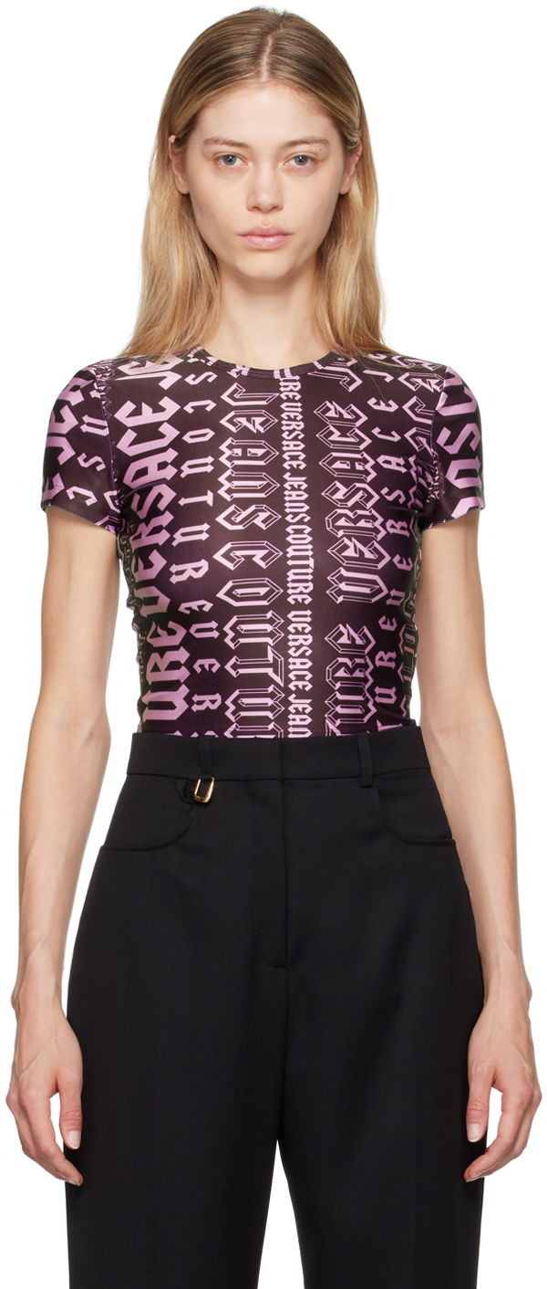 Majica Versace Jeans Couture Purple Logomania T-Shirt Lila | E77HAH6A2_EJS406