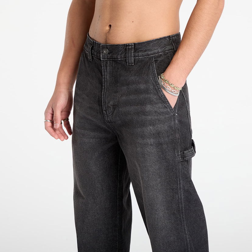 Kavbojke Dickies Carpenter Loose Straight Stevensville Jeans Črna | 0A863T-BLACK-WSH-FADED
