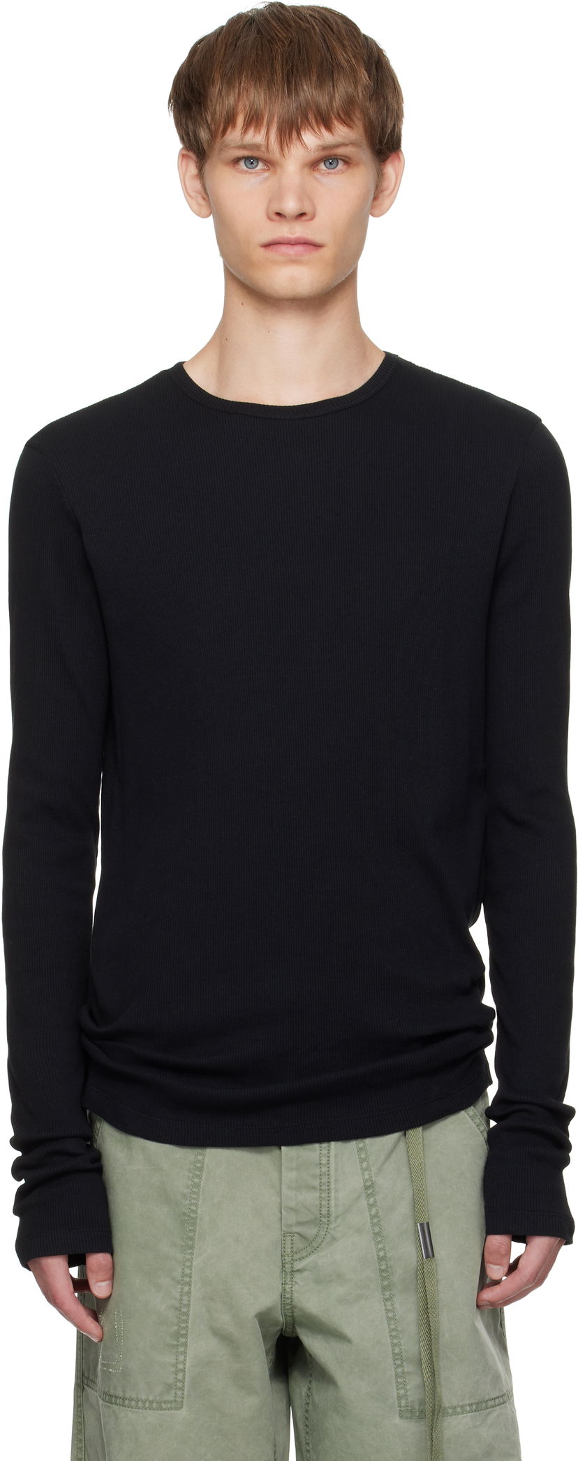 Majica Ann Demeulemeester Ann Demeulemeester Greg Thermal Long Sleeve T-Shirt Črna | B0011646-FA659-099