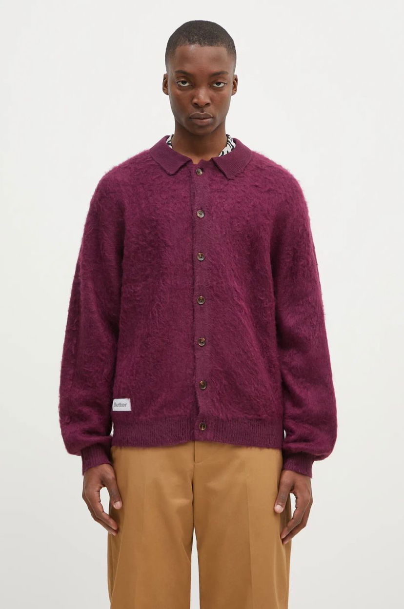 Pleteni pulover Butter Goods Mohair Button Up Knitted Cardigan Bordo | BG243400