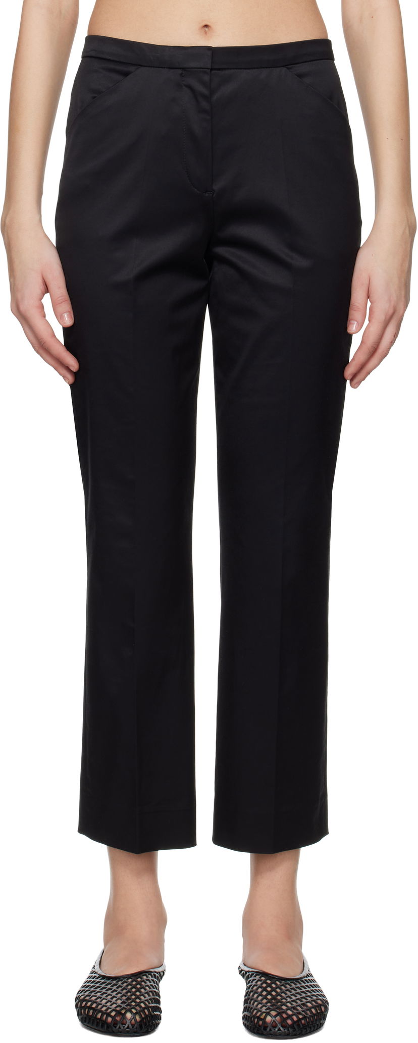 Hlače TOTEME TOTEME Cropped Straight Trousers Črna | 252-WRB0248-FB0391