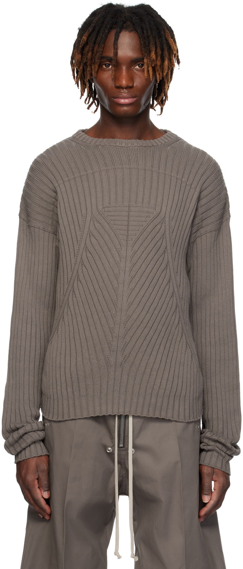 Pleteni pulover Rick Owens Rick Owens Hollywood Round Neck Sweater Siva | RU01E5664 KEC