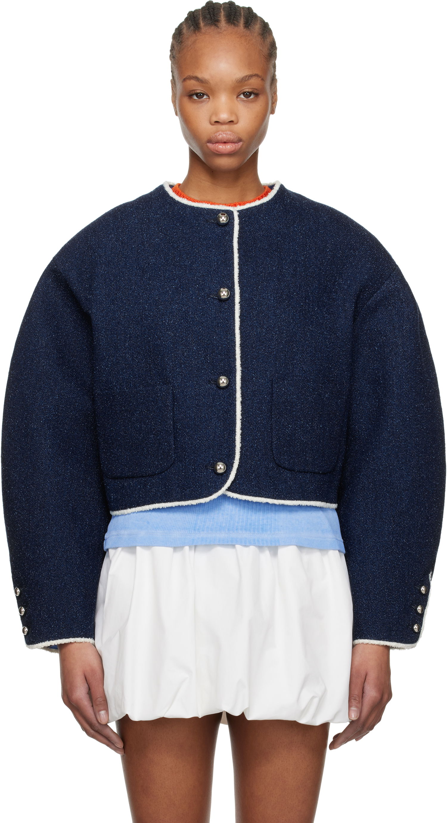 Pleteni pulover MSGM MSGM Patch Pocket Cropped Denim Jacket Mornarica | 3841MDG03 257112, 0
