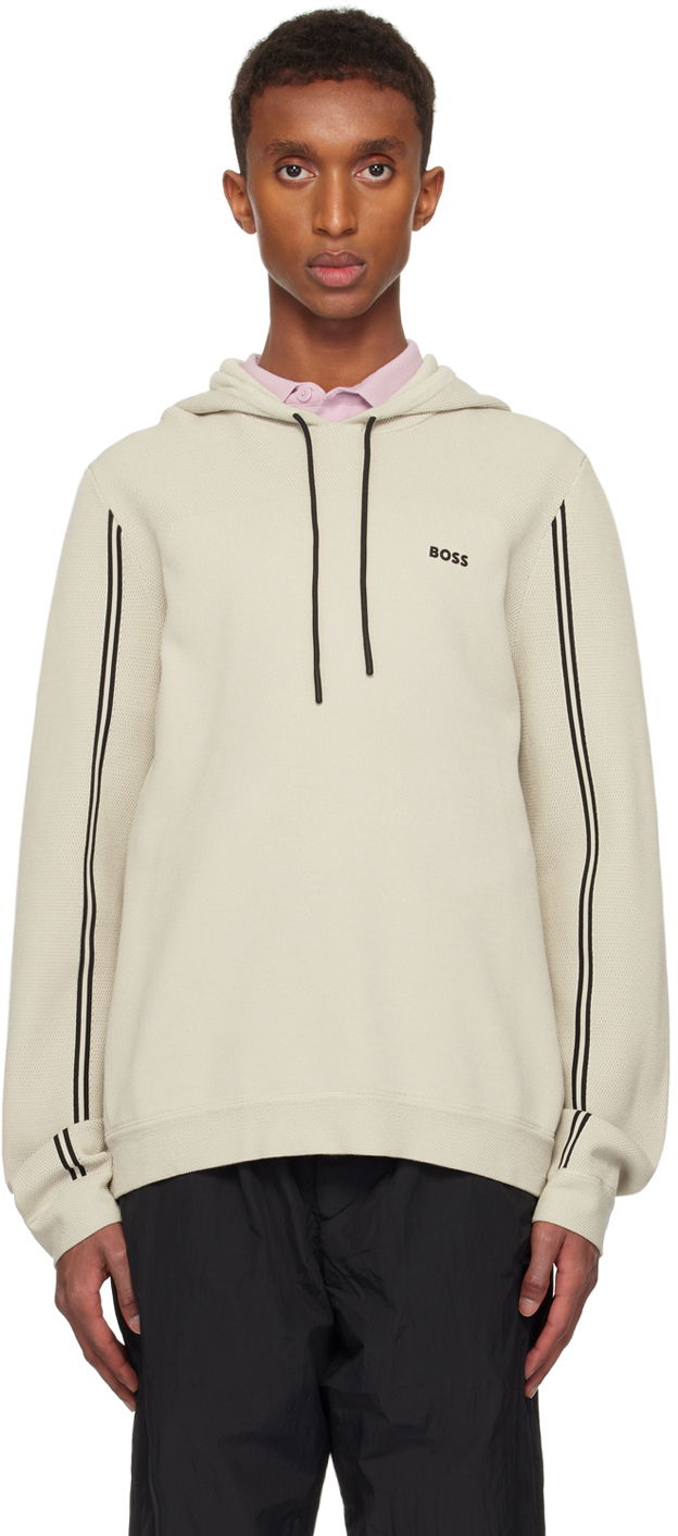 Pulover BOSS Knitted Hoodie Bež | 50523284