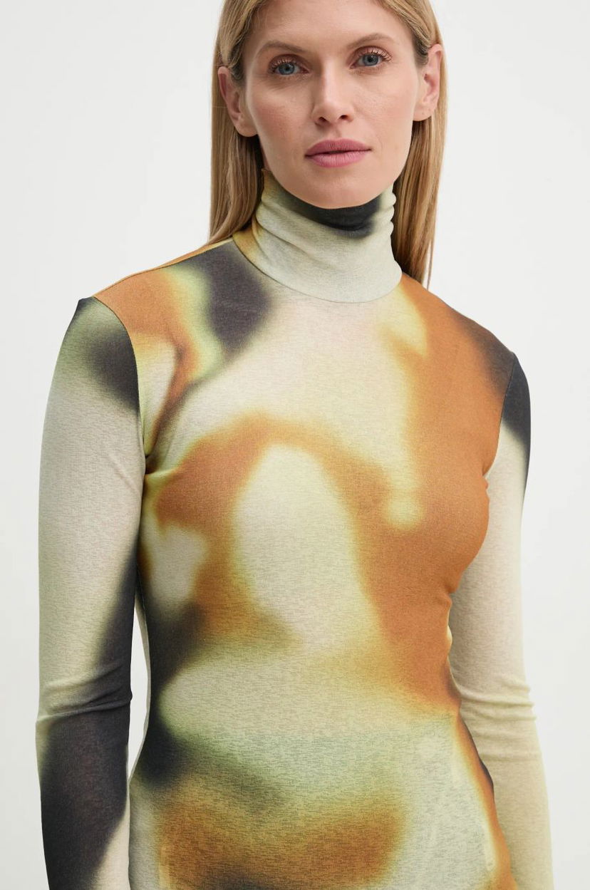 Majica Nanushka HARRI Printed Turtleneck Top Bež | NW24FWTP33076