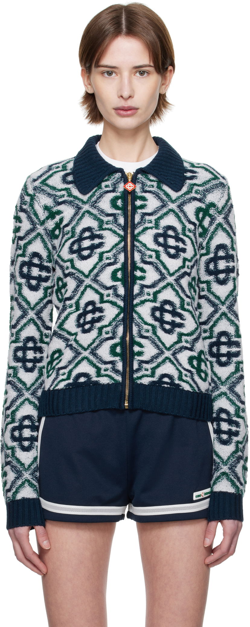 Pleteni pulover Casablanca Casablanca Monogram Knit Zip Cardigan Večbarvna | WPS25-KW-828-01