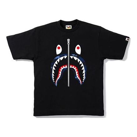 Majica BAPE A Bathing Ape Shark Face Half Zip T-Shirt Črna | BAPE-SS18-005