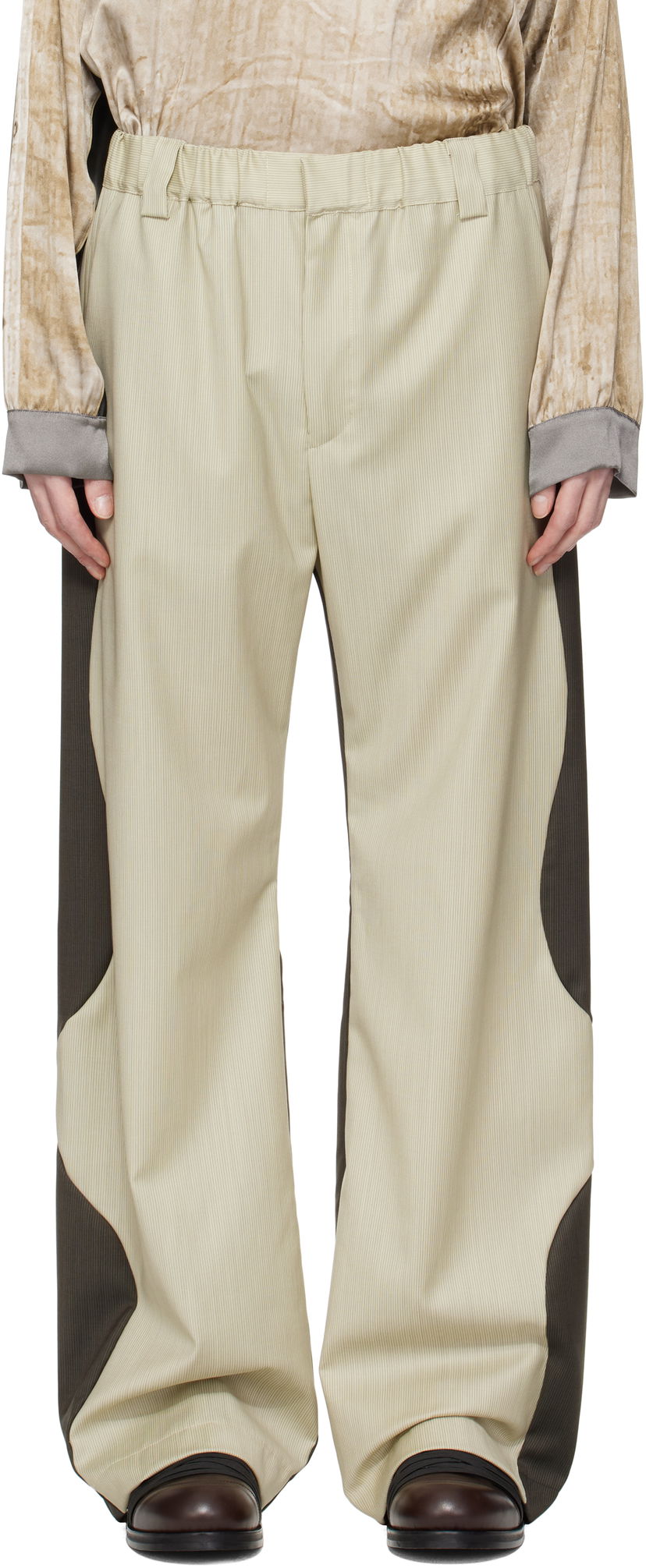 Hlače Serapis Serapis Wool Split Trousers Bež | SS25_SP_1