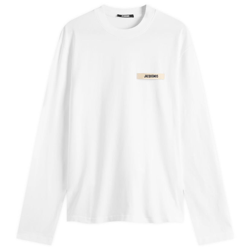 Majica Jacquemus Jacquemus Grosgrain Logo Long Sleeve T-Shirt, Size Large Bela | 25HTSM00570AJ00226-100