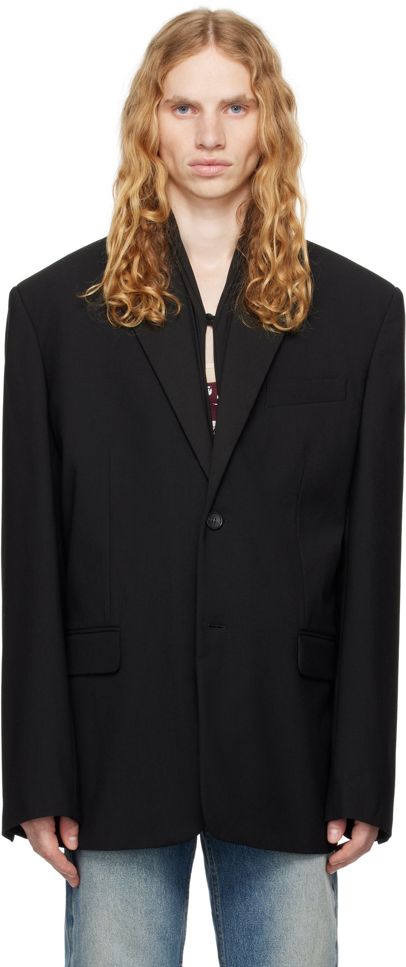 Jakna Y/PROJECT Draped Lapel Blazer Črna | 201BL008