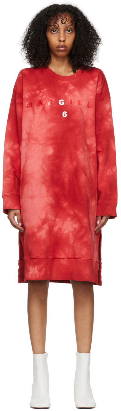 Pulover Maison Margiela Tie Dye Mini Sweatshirt Dress Rdeča | S62CT0199 S25409