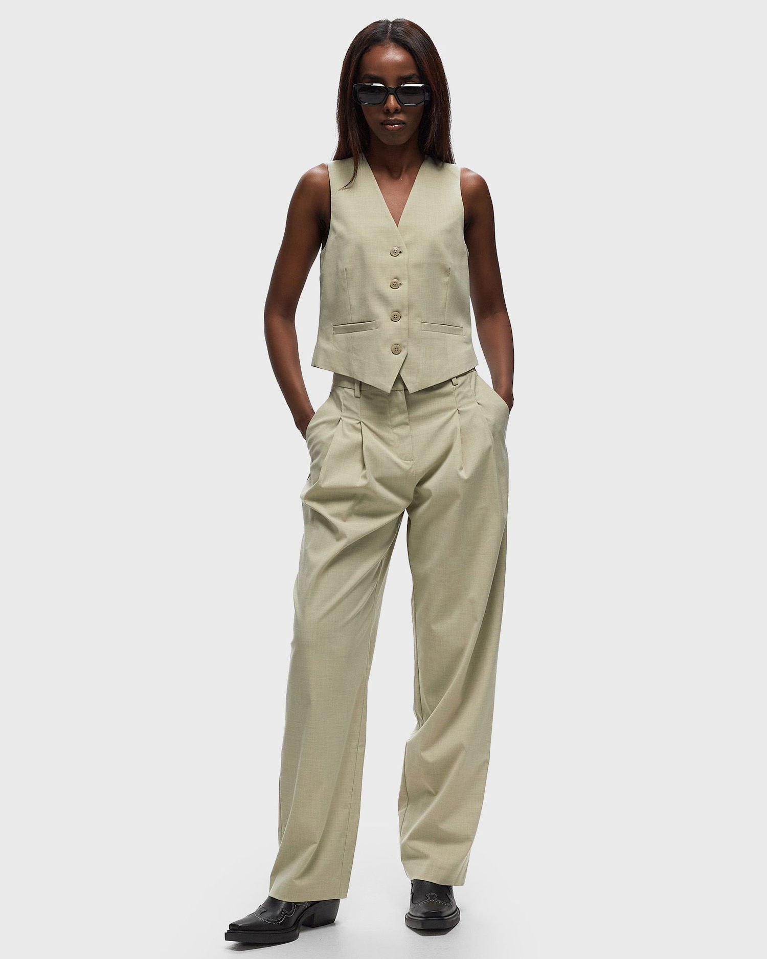 Telovnik Samsoe Samsoe Samsøe & Samsøe Saramona Vest Bež | F24200179-LIGHT-OLIVE, 1