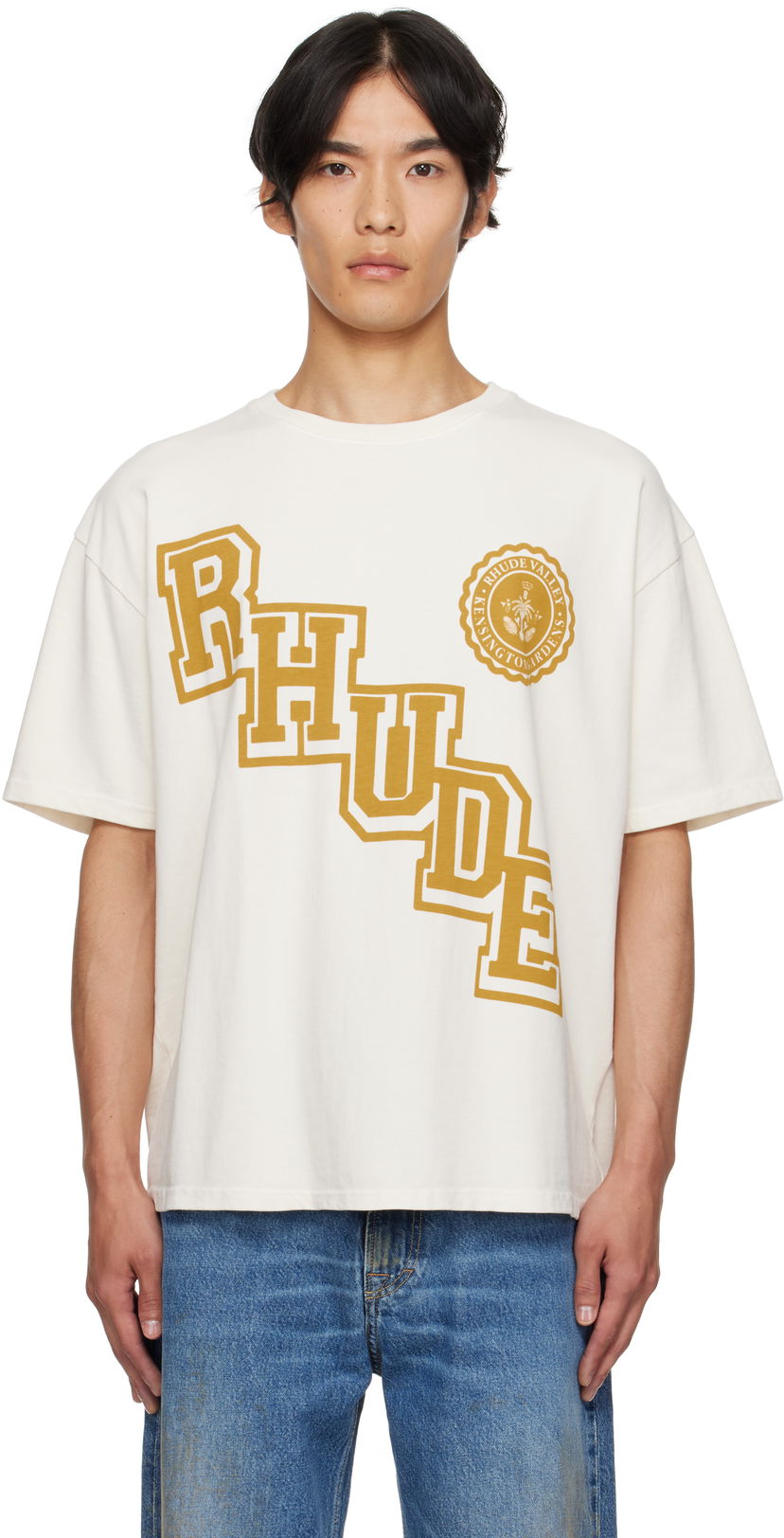 Majica Rhude Rhude Collegiate Crest T-Shirt Bela | RHPF25TT23012