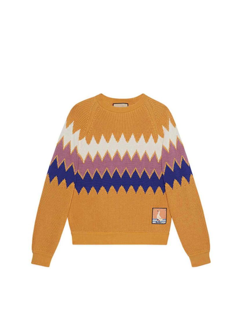Pleteni pulover Gucci Stripe Pattern Sweater Orange Multi Oranžna | 705801 XKCIY 7528