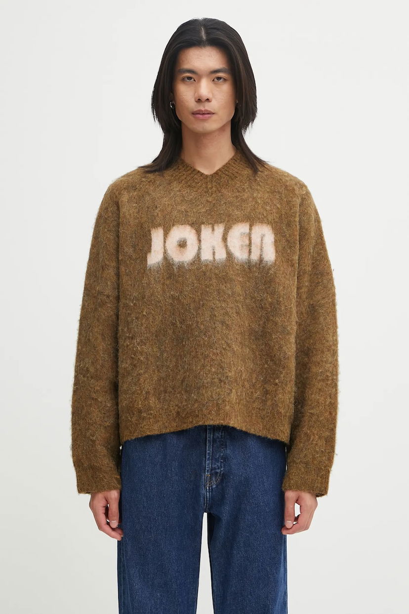 Pleteni pulover Martine Rose Martine Rose Brushed Mohair V-Neck Sweater Rjava | 948YA0700