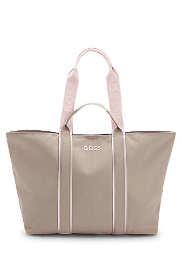 Tote bag BOSS BOSS Textured Tote Bag with Logo Straps Bež | 50546461