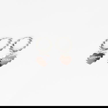 Uhani GUESS Huggie Earrings with Heart Charm EST.1981 and Crystal Kovinski | JUBE03145JWRH-SILVER, 1