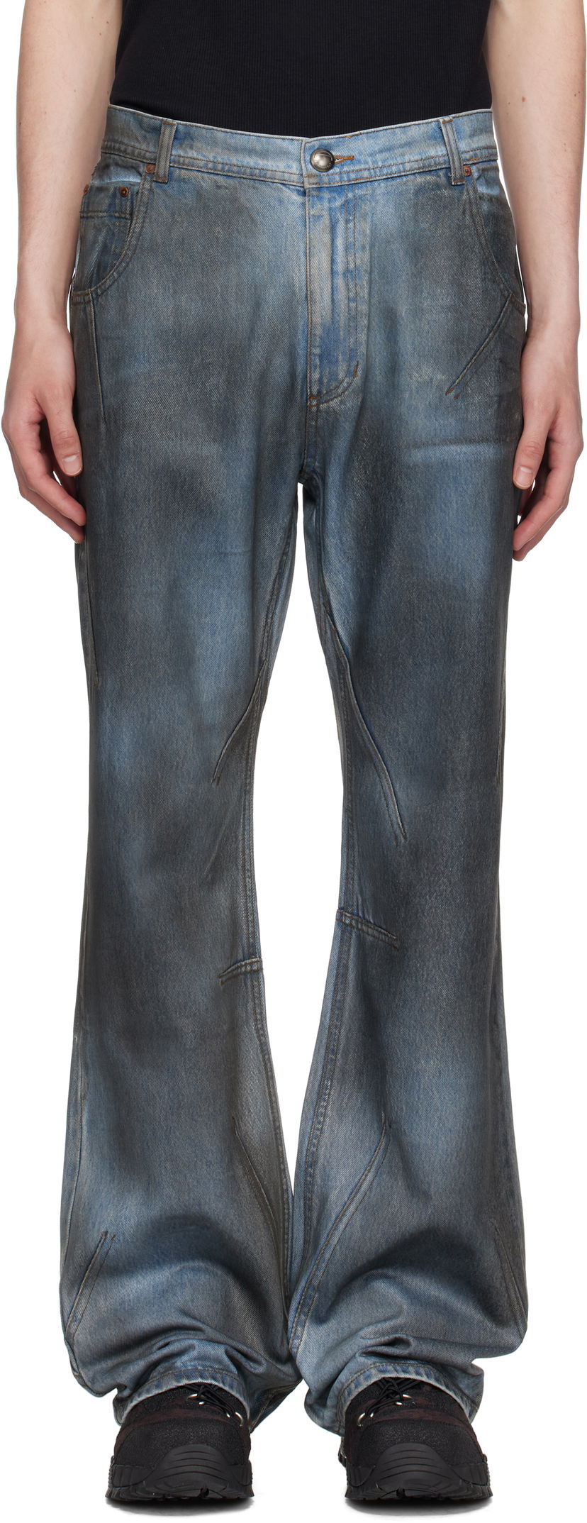 Kavbojke Andersson Bell Andersson Bell Dirty Spray Washed Wide Leg Jeans Modra | apa815m