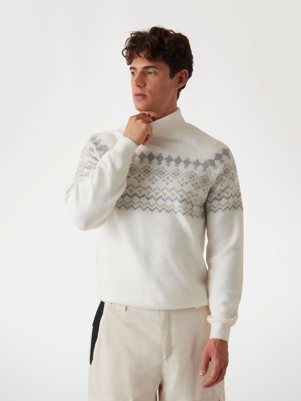 Pleteni pulover GUESS Guess Nordic Wool-Blend Turtleneck Sweater Bela | M4PR58Z3LQ0