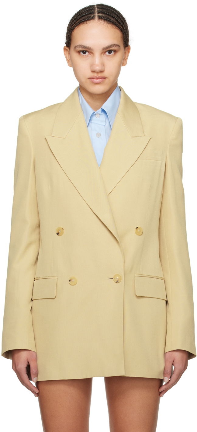 Jakna Stella McCartney Double-Breasted Blazer Rumena | 6500873DU701