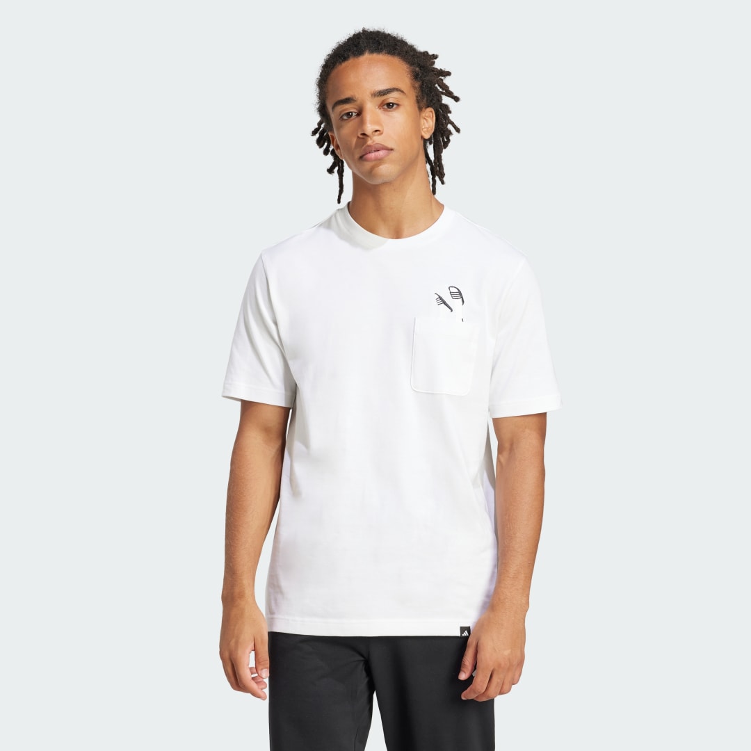 Majica adidas Performance Lounge Slides Graphic Pocket Tee Bela | JC5282, 0