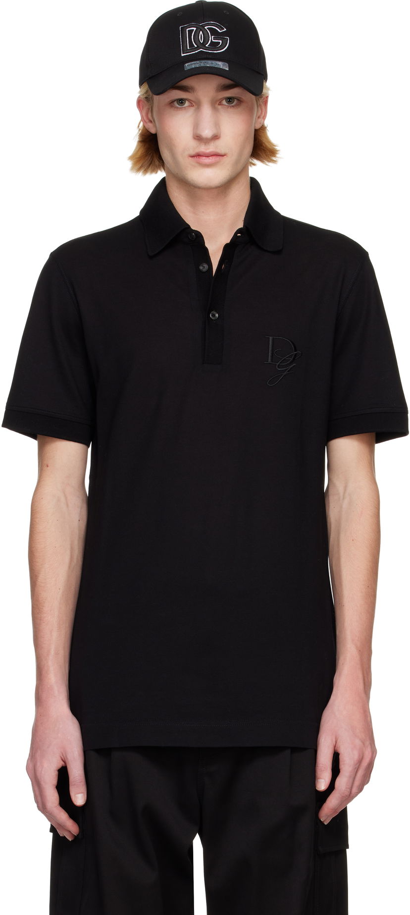 Polo majica Dolce & Gabbana DG Embroidery Polo Shirt Črna | G8SG0ZG7N4P