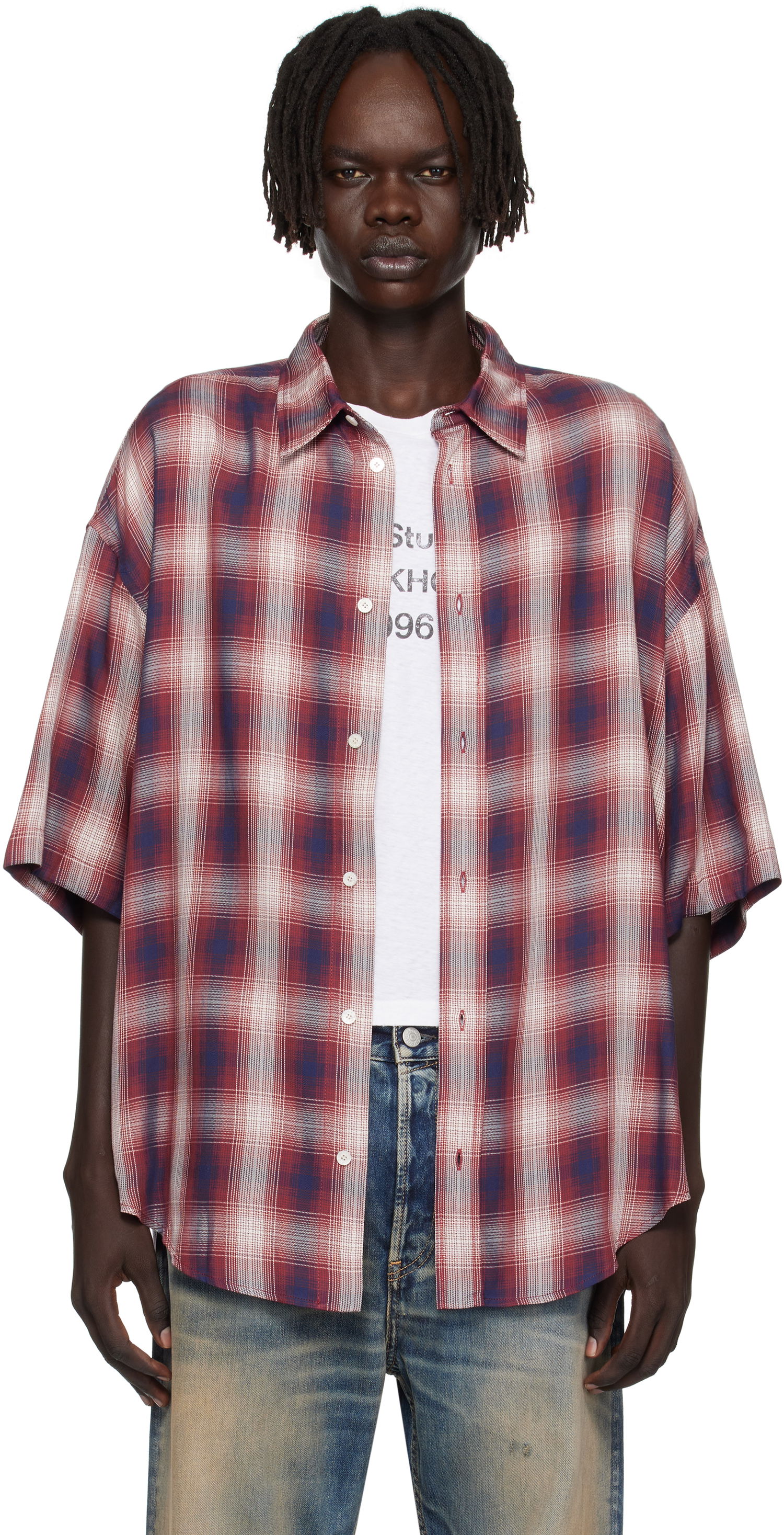 Srajce Acne Studios Acne Studios Checked Button-Up Shirt Rdeča | CB0116-, 0