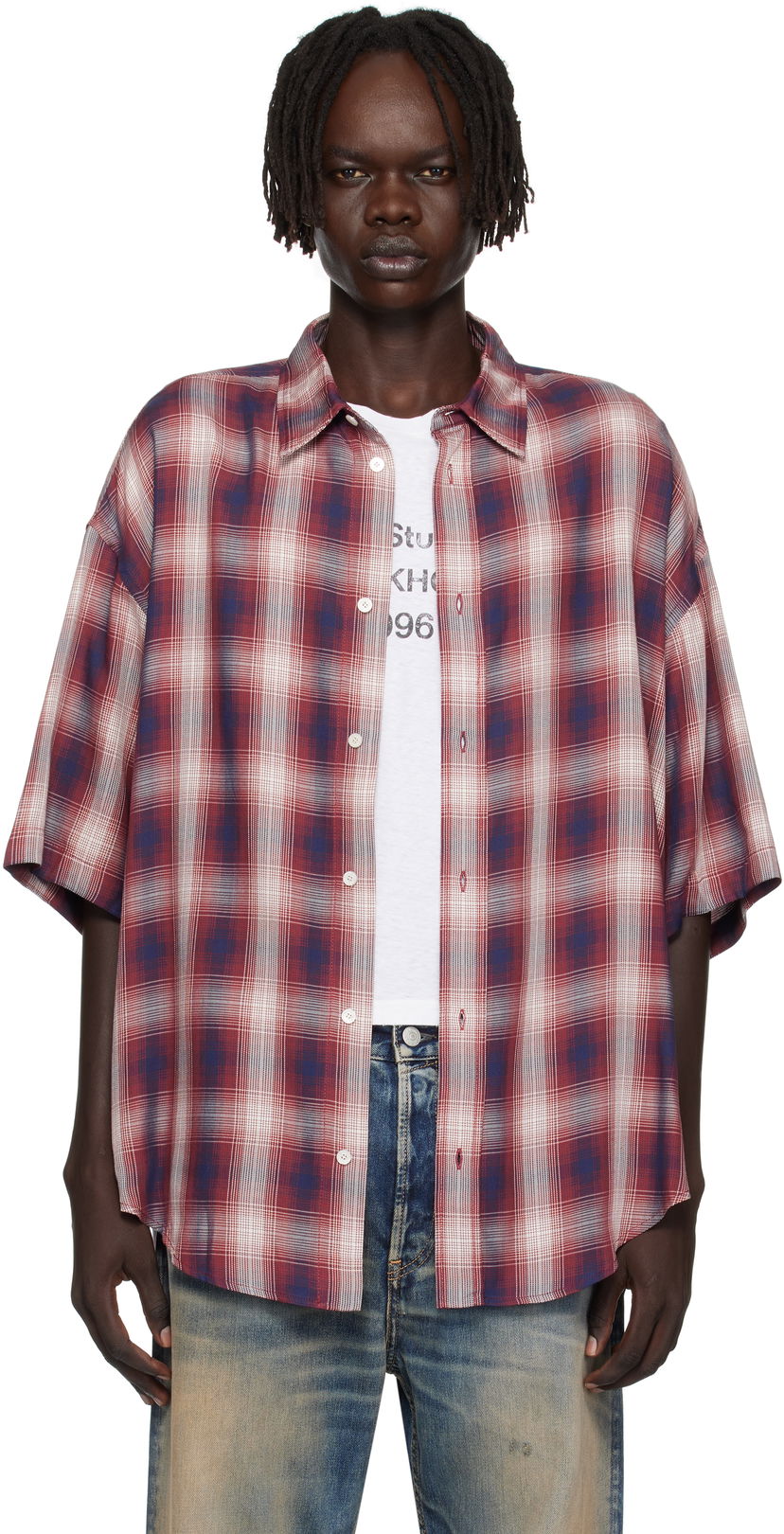 Srajce Acne Studios Acne Studios Checked Button-Up Shirt Rdeča | CB0116-