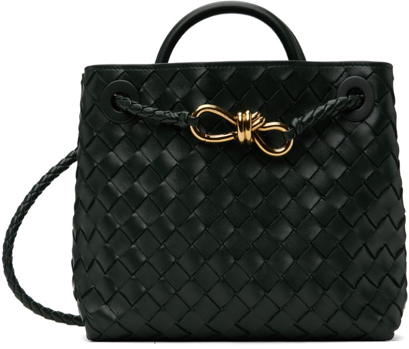 Torba za čez ramo Bottega Veneta Green Small Andiamo Top Handle Bag Črna | 766014 VCPP1