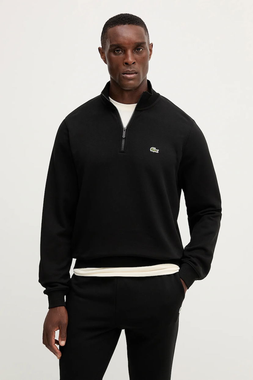 Pulover Lacoste Lacoste Men's Quarter-Zip Sweatshirt Črna | SH9774