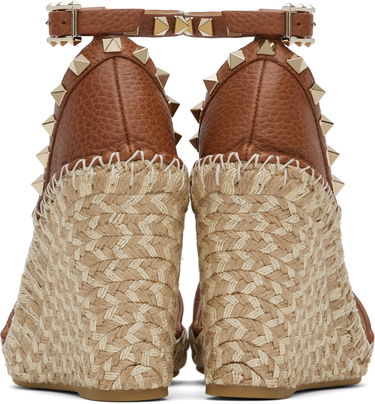 Nega čevljev Valentino Valentino Garavani Double Rockstud Grainy Calfskin Wedge Espadrilles Rjava | 6W2S0090FEQ, 1