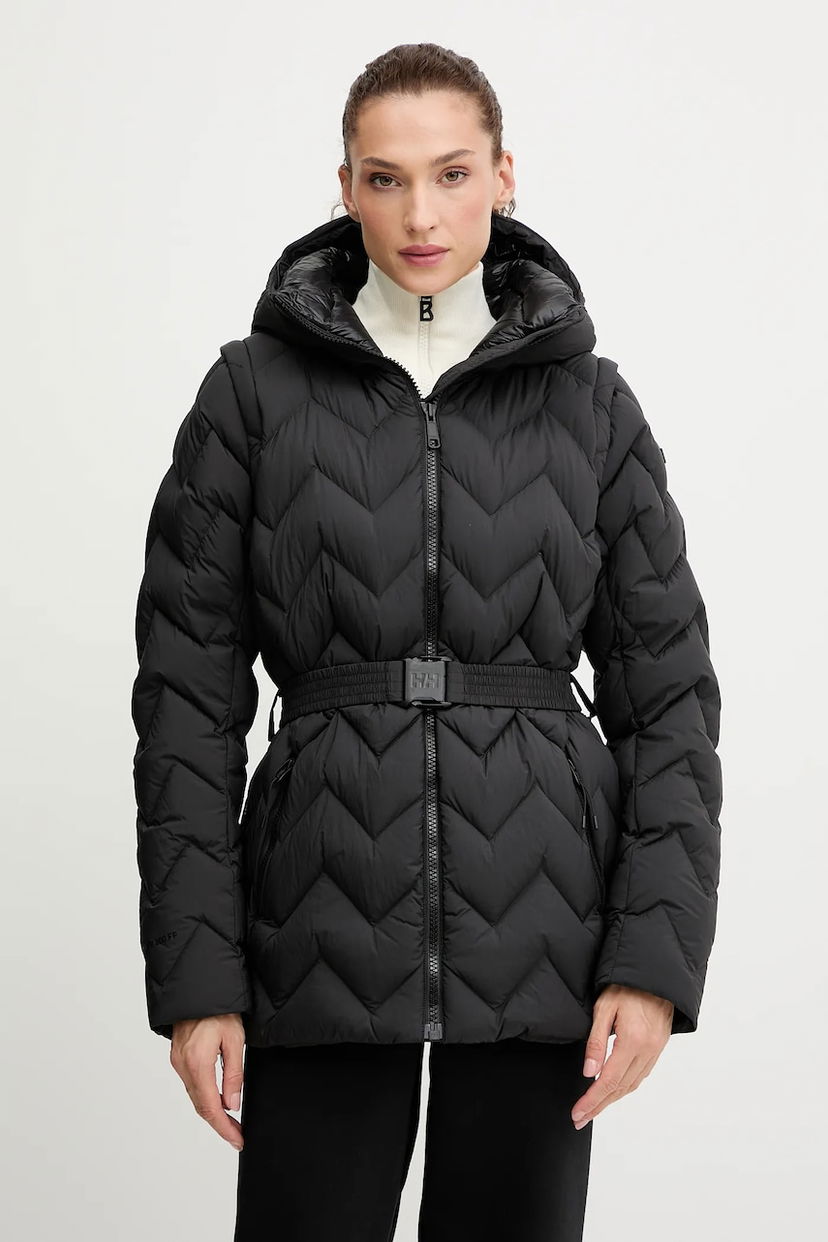 Puhovka Helly Hansen Hooded Belted Chevron Puffer Jacket WINTER BLISS Črna | 54457
