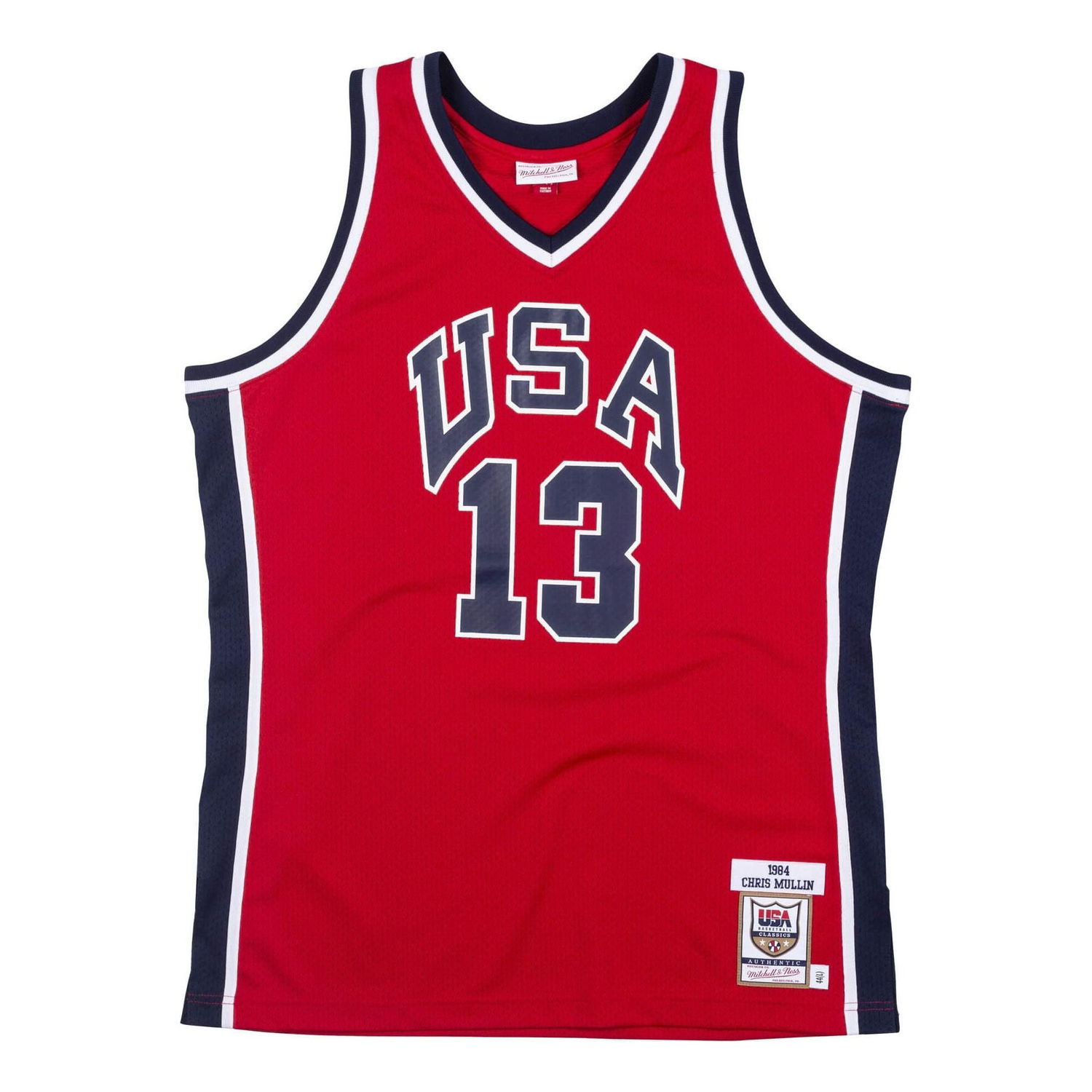 Dres Mitchell & Ness Team USA 1984 Chris Mullin Basketball Jersey Rdeča | AJY4AC19079-USASCAR84CMU, 0