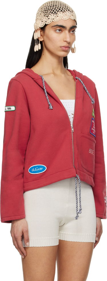 Pulover Bode Bode Camper Cropped Zip Hoodie Rdeča | WRS25CS028, 1