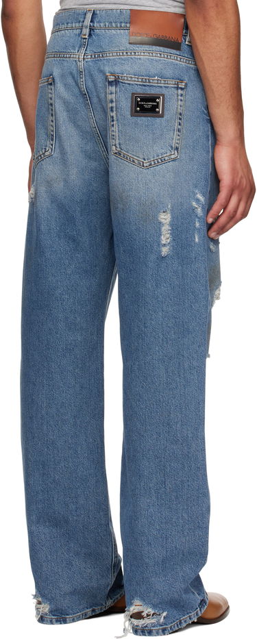 Kavbojke Dolce & Gabbana Dolce&Gabbana Oversized Distressed Tag Jeans Modra | GWVNXDG8MT7, 2