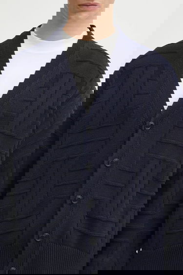 Pleteni pulover KENZO Kenzo Gots Kenzo Weave Patterned V-Neck Cardigan Mornarica | FF55CA7073CB, 3