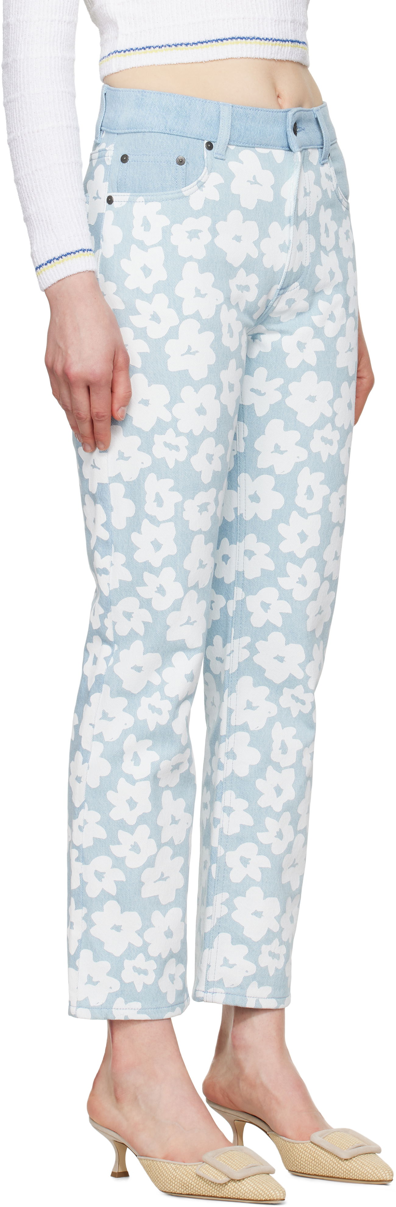 Kavbojke MSGM MSGM Printed Jeans Modra | 3841MDP232 257272, 1