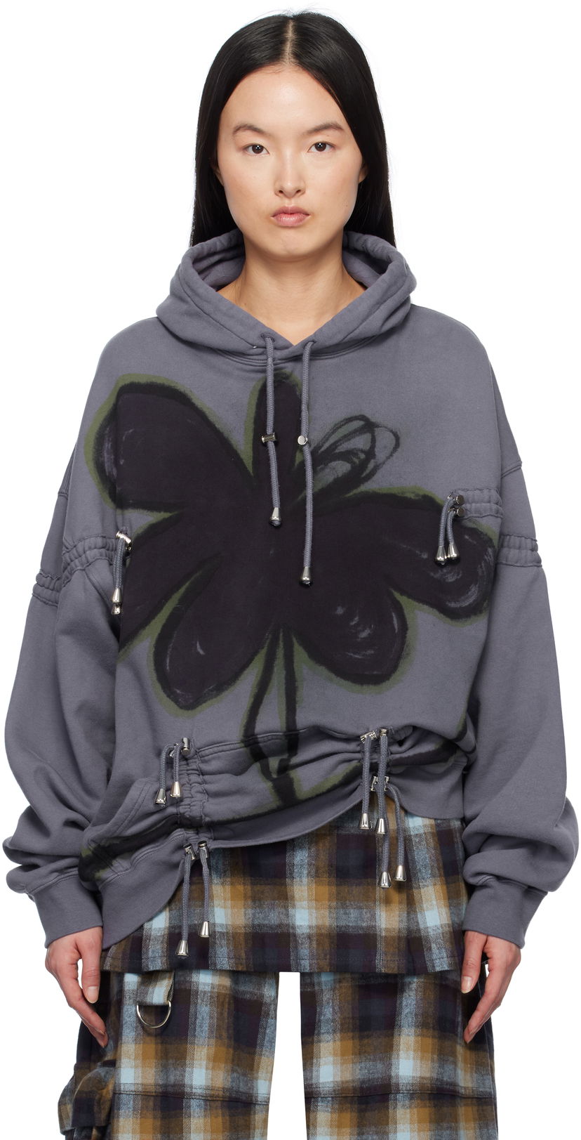 Pulover Collina Strada Collina Strada Burst Hoodie with Drawstrings Siva | XX8012