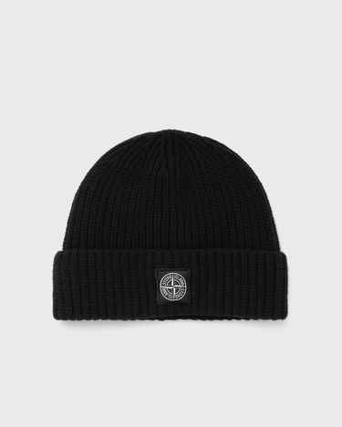 Beanie Stone Island Ribbed Knit Beanie with Logo Patch Črna | K2S15N100012S00B4.V0029, 2