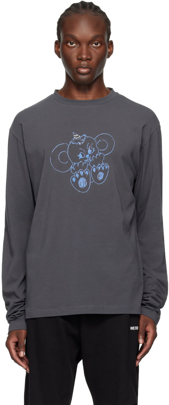 Majica We11done Monster Long Sleeve Graphic T-Shirt Siva | WD-TT2-24-757-U-CH