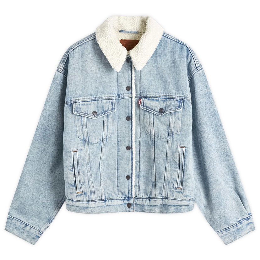 Jakna Levi's Women's Denim Sherpa Trucker Jacket in Blue, Size X-Small | END. Clothing Modra | A4435-0010