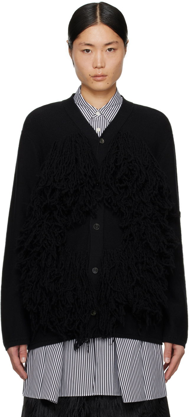 Pleteni pulover Comme des Garçons Fringe Cardigan Črna | PL-N006-051-1-2