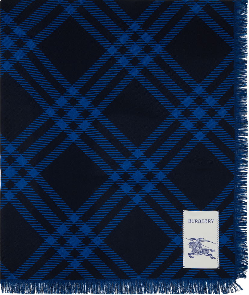 Šala Burberry Burberry Wide Check Wool Silk Scarf Modra | 8110161