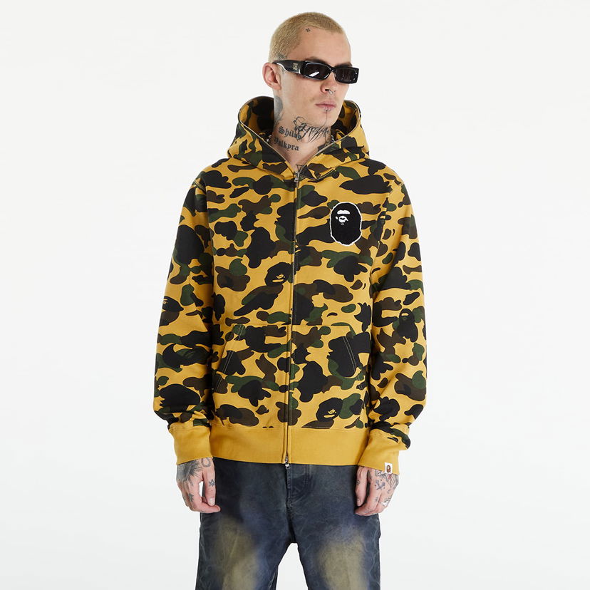 Pulover BAPE A BATHING APE 1St Camo Full Zip Hoodie Yellow Rumena | 001ZPK301004M YEL